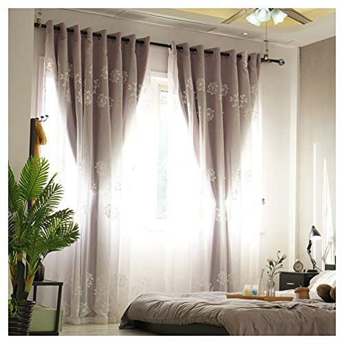 HAPPLiGNLY Cortinas Opacas de Gasa de Dos Pisos, Cortinas Pesadas para oscurecer la habitación con Panel de Cortina Transparente para decoración de Ventanas, Cortina con Aislamiento térmico b
