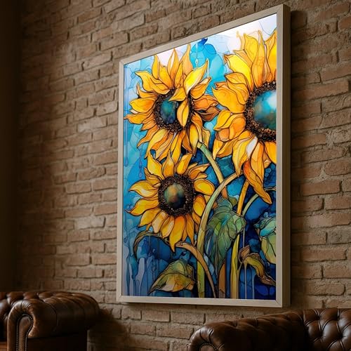 Tableau sur toile tournesol pour raviver un mur blanc et terne
