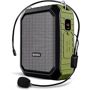 SHIDU Voice Amplifier for Teacher with Portable Microphone and Speaker, 18W Megaphone with Wired Mic Headset, IPX5 Waterproof & Rechargeable Bluetooth Speaker Systems for Tour Guide (NOT Wireless)
