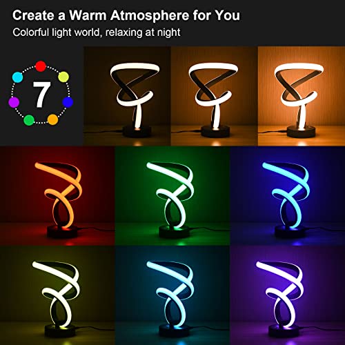 Aialun Modern Spiral Rgb Table Lamps Set Of 2, Unique Led Dimmable Bedside Touch Nightstand Lights, 10 Modes Cool Desk Lamp Gifts For Bedroom Living Room Office House Decor #TOP2
