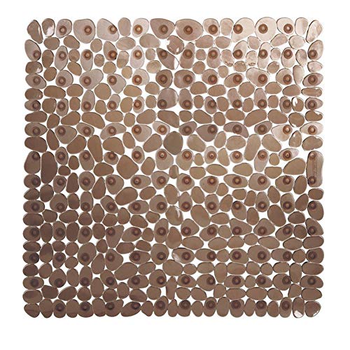 Preisvergleich Produktbild NANAD quadratische Badewannenmatte, rutschfest, quadratisch, Kieselsteine, Anti-Schimmel, Sicherheits-Badematte mit Saugnäpfen für Badezimmer, Badewanne, 54 x 54 cm, braun, Free Size
