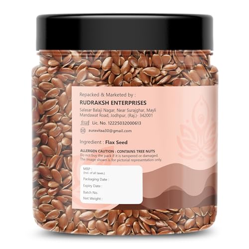 Image of Auravita Premium Flax Seeds 250 Gram Natural Raw Flax seeds for Eating High Dietary Fiber Alsi Seeds Rich in Magnesium