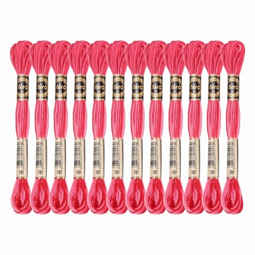 Image of PATIKIL 12 Skeins Embroidery Floss, Polyester Embroidery Threads Bracelets String for Cross-Stitch Hand Embroidery, Red