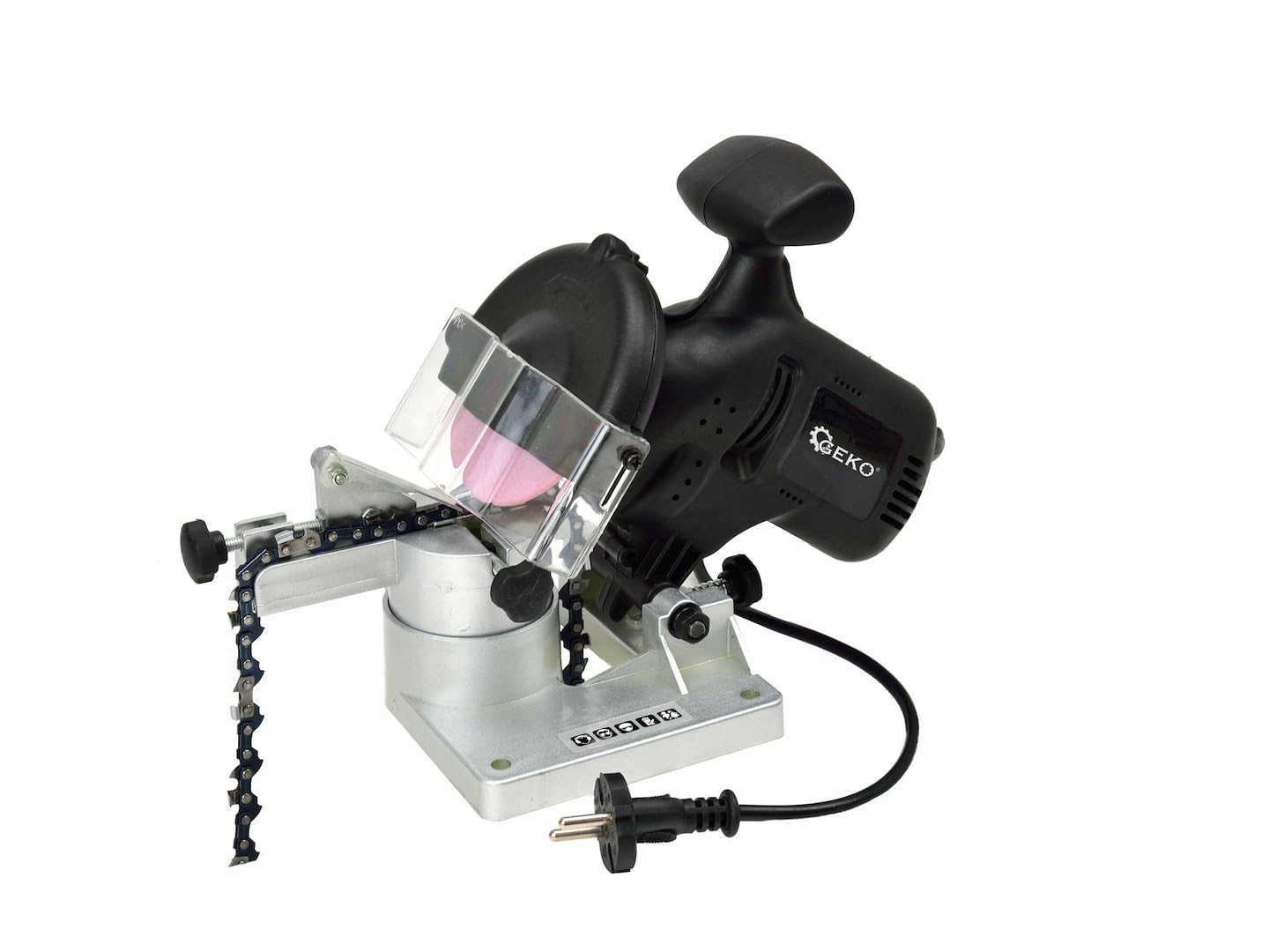 BSD Afilador Eléctrico de Cadenas 220W con Escala de Precisión y Disco Intercambiable para Motosierras, Ideal para un Afilado Efectivo y Rápido.