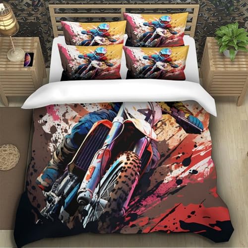 Housse de couette motocross 3D microfibre super king 260x220cm lavable - 5