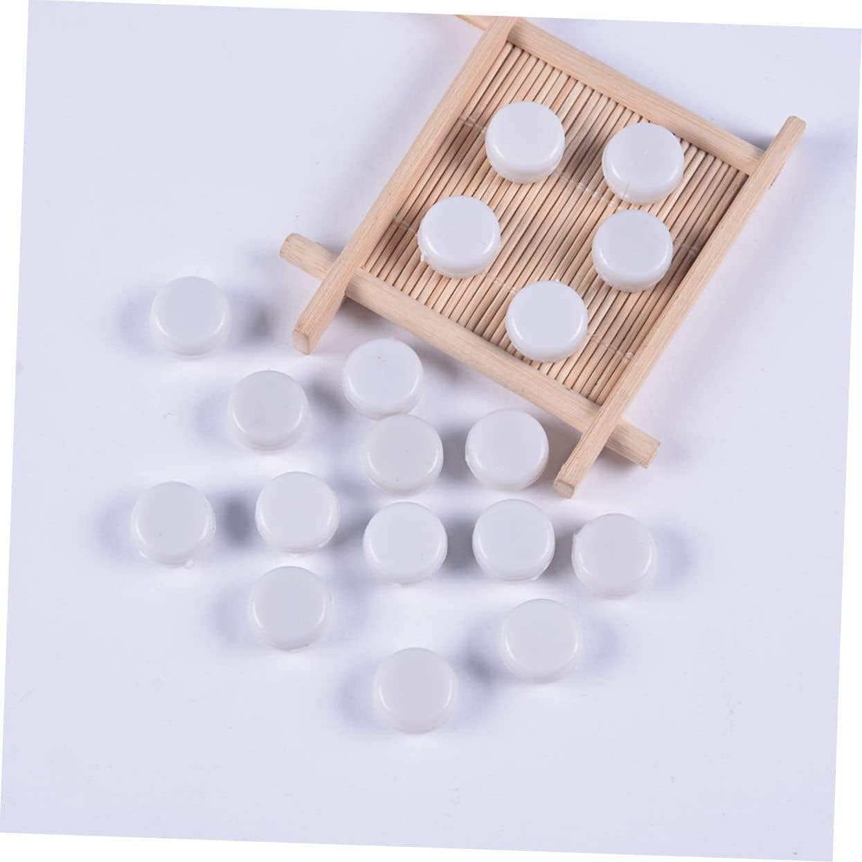 EPIGEIST 100Pcs White Flat Ring Bell Boxes for Babies Plastic Rattle Toy Accessories for Infant Development and Playtime