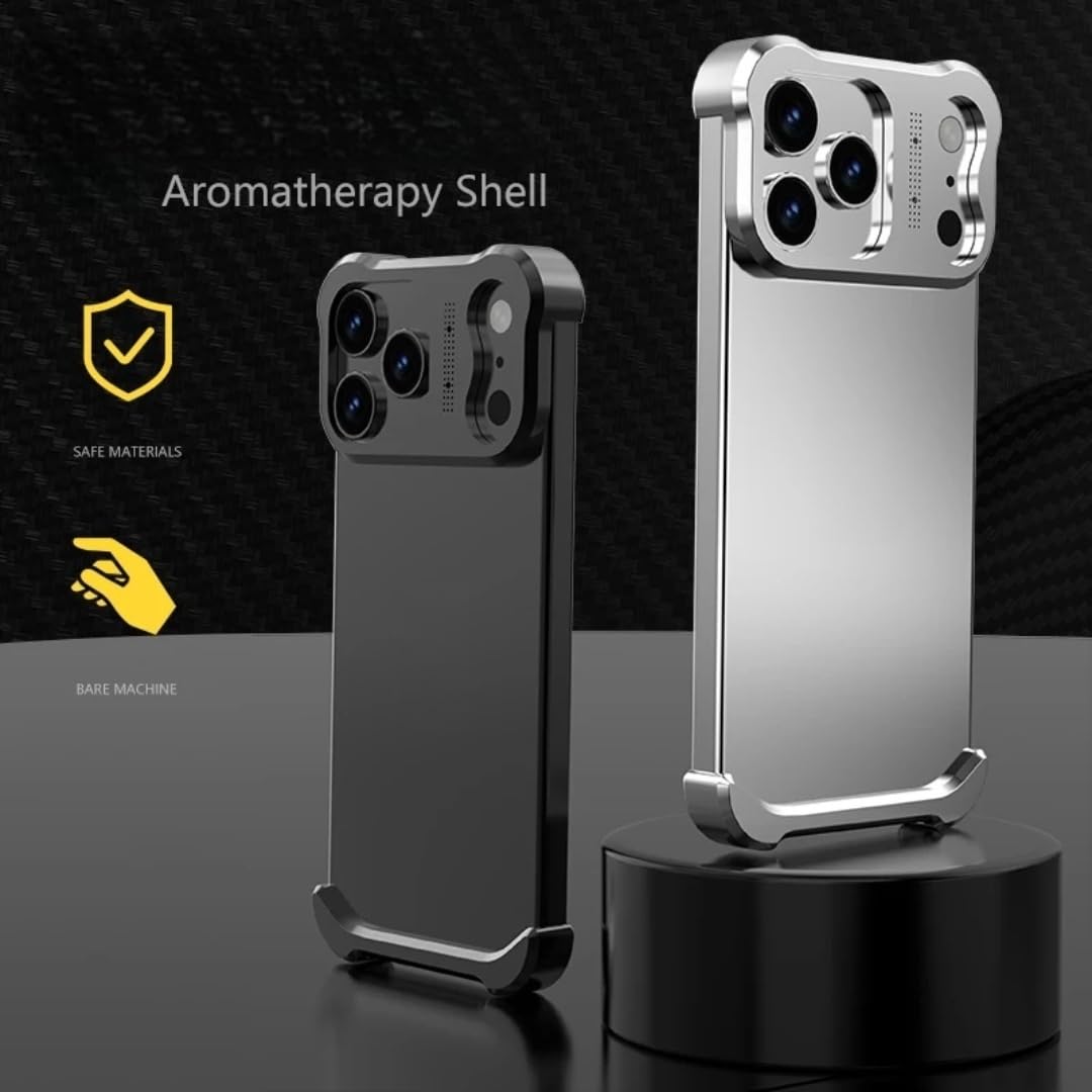 Paraurti di lusso irregolare in lega di titanio per iPhone 17 Pro Max 16 15 14 Plus Air 13, protezione per l'obiettivo senza bordi, cover protettiva in metallo traspirante (per iPhone 13 Pro/Blu)