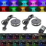 NBWDY 2Pcs RGB LED Motorcycle Wheel Light Kits with 4-Key RF Wireless Remote Controller,Custom...