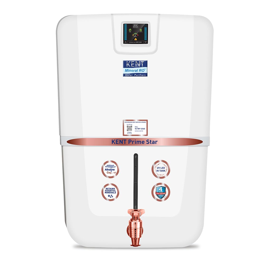 KENT Prime Star RO Water Purifier |.0001 Micron RO Membrane | RO+UV+UF+Alkaline+Copper+TDS Control + UV LED Tank | 9L Tank | 20 LPH Flow | Digital...