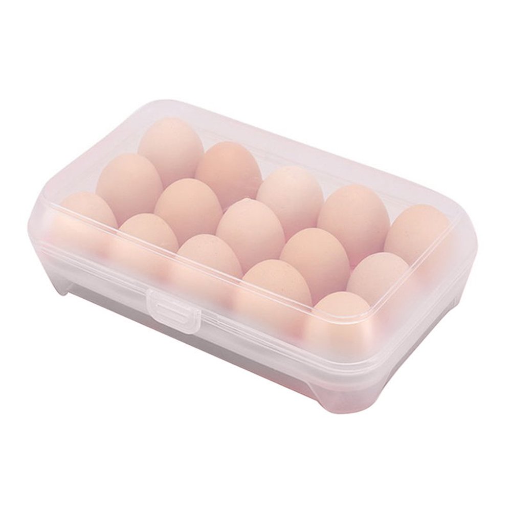 Gemini_mall Clear - Holds 15 Eggs Gemini_mall® Kitchen Plastic Egg Holder Trays, 15 Eggs Storage Box, Non Slip Eggs Carrier Container For Refrigerator, Picnic, Countertops