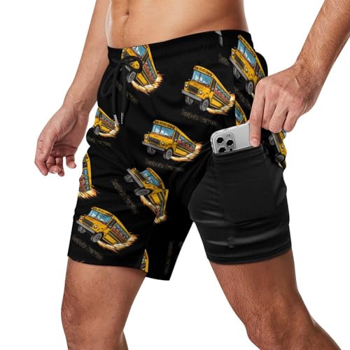 Seatbelts Everyone School Bus Mens Swim Trunks Quick Dry Beach Board Shorts with Pockets2