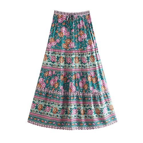 Jupe en coton élastique taille haute imprimé floral vêtement décontracté femme 44