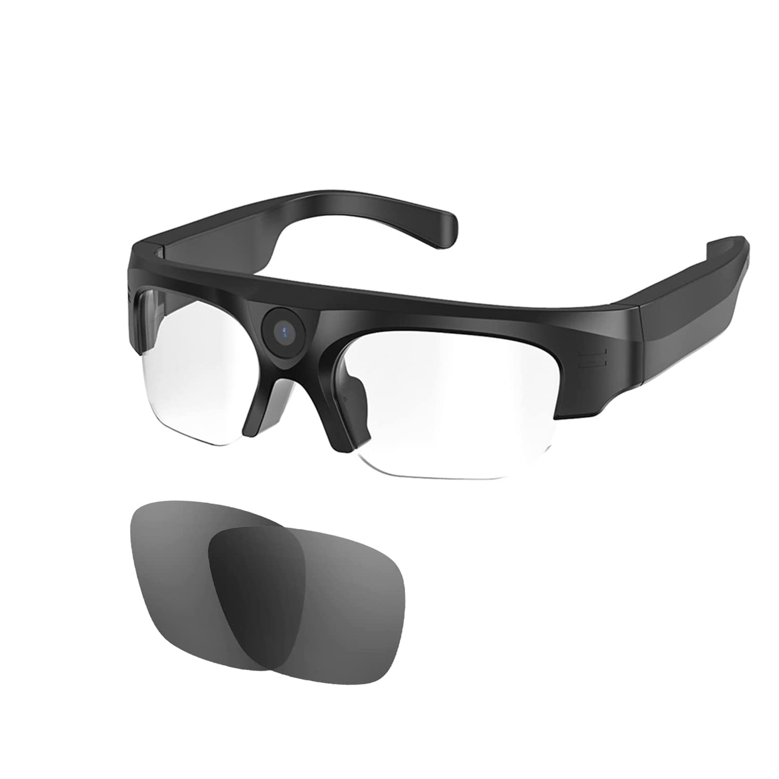 TsoLay Lunettes De Caméra Vidéo Intelligentes, Caméra HD avec Bluetooth, Lecture De Musique Et Appels, Enregistrement Vidéo 2K Et Photo 4K, pour Le Cyclisme, Le Ski