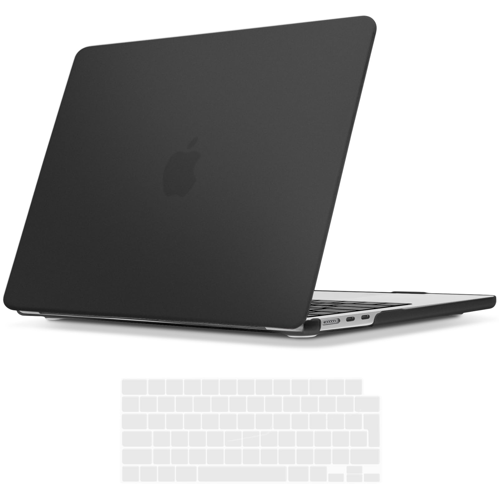 TECOOL Cover Ultra Sottile MacBook Air 13,6 Pollici M3 M2 2024 A3113 e 2022 A2681, Anti-Impronte Custodia Rigida Plastica e Copritastiera Italiano UE, Nera Opaca