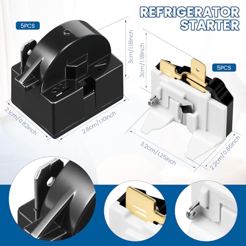 Image of 10Pack QP2-4.7 PTC 4.7 Ohm Starter Relay 1 Pin Refrigerator Starter Relay and 6750C-0005P Overload Protector Kit Compatible with Mini Fridges and Coolers, for LG Compressor and Freezers
