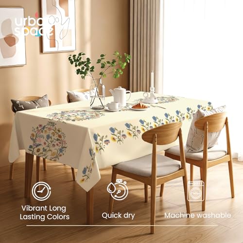 Image of Urban Space Sicilia Table Linen Collection - Premium Water & Stain Resistant Table Cover for 4 Seater, Anti Skid Table Cloth for Center Table (White Paisley - 4 Seater - 52 inch x 72 inch)