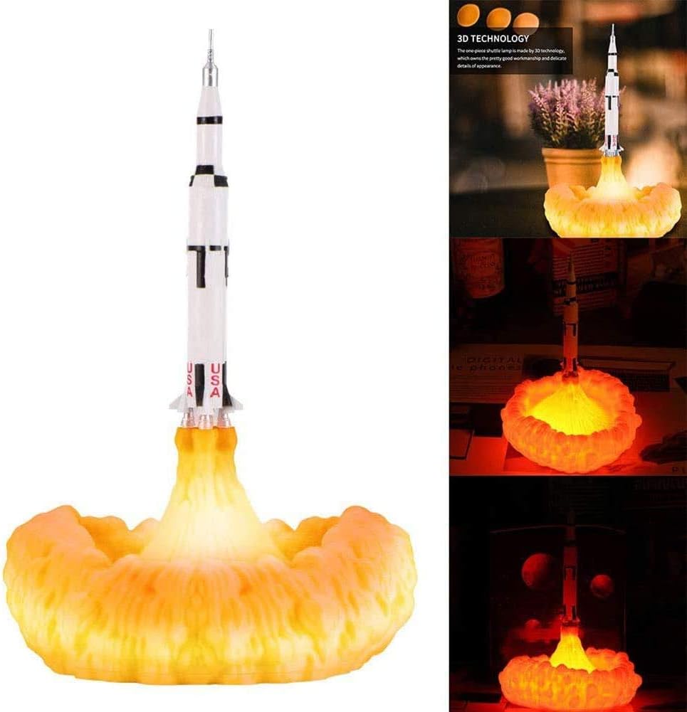 Meet Beauty Ding NASA Space Falcon 3D Printed Shuttle Lamp Night Light for Space Lovers Moon Lamp LED Stylist Decoration for Kid's Bedroom