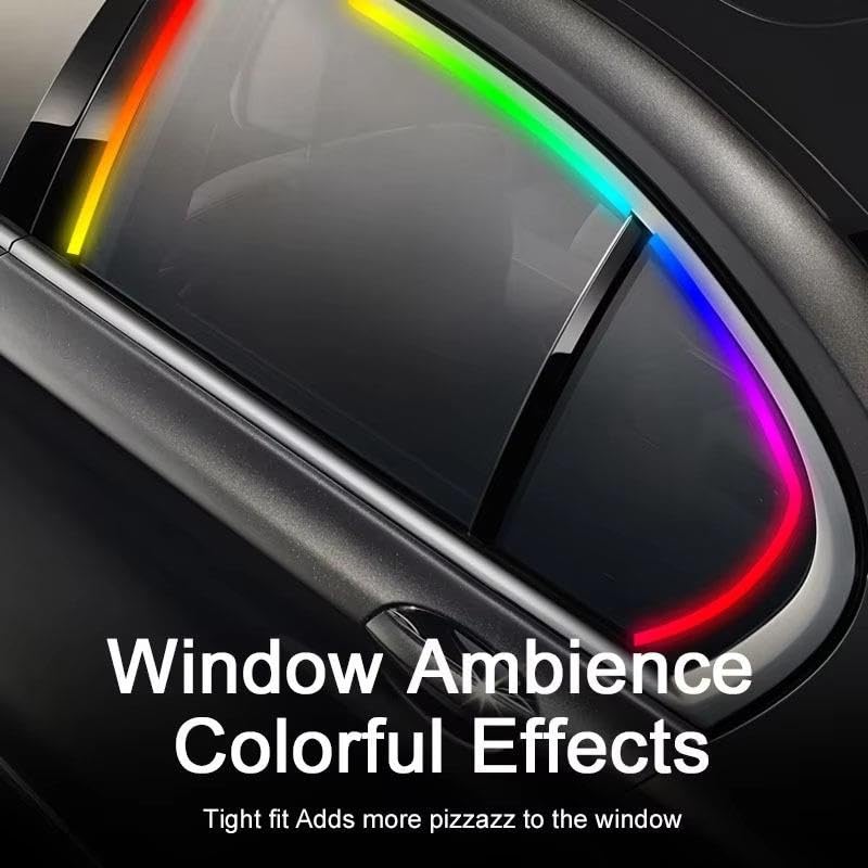 Éclairage intérieur de voiture Lumière ambiante porte voiture RGB 64 couleurs, bandes lumineuses porte 2/4, lumières fenêtre, lumière flux Lumière D'ambiance,(2 IN 1 3.5M)