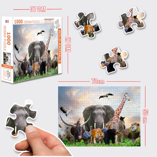 Image of Wild Animals Jigsaw Puzzle - 1000 Piece Puzzle | Safari & Jungle Wildlife Brain Game | Gift for Puzzle Lovers and Nature Enthusiasts