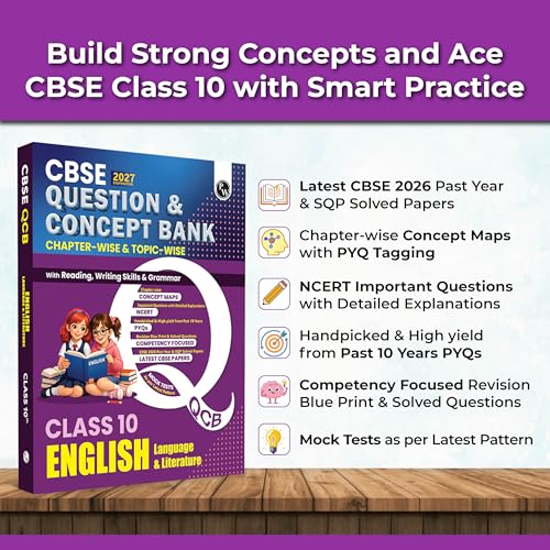 Image of PW CBSE Question & Concept Bank Class 10 English Language & Literature 2027 Chapterwise & Topicwise | NCERT Questions Concept Maps PYQs Mock Test 50% Competency Based Questions