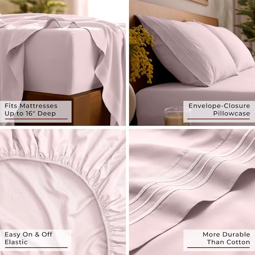 Image of Mellanni Full Sheets Set - 4 PC Iconic Collection Bedding | Hotel Luxury, Extra Soft, Cooling Bed Sheets - Wrinkle, Fade, Stain Resistant (Full, Blush Pink)