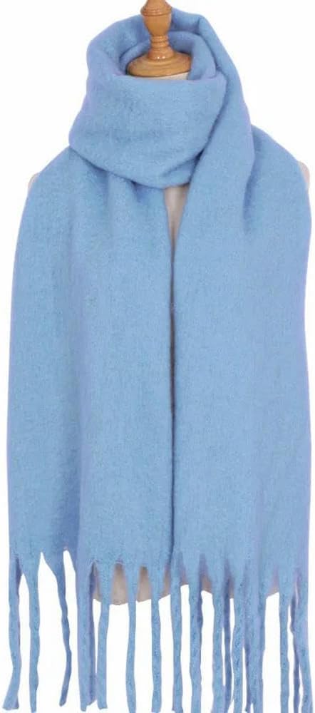 Sciarpa Tinta Unita per Donna Super Spessa Calda in Inverno Grande Scialle Sciarpa da Neve in Peluche Design di Marca di Lusso Unisex, White