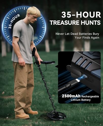 Sunpow Rechargeable Metal Detector For Adults – 10'' Deep Dual-D Coil, 35H Lithium Battery, 10-Level Sensitivity, 4 Detection Modes, 7-Metal Id, IP68 Waterproof With Shovel, Backpack & Headphones - 2
