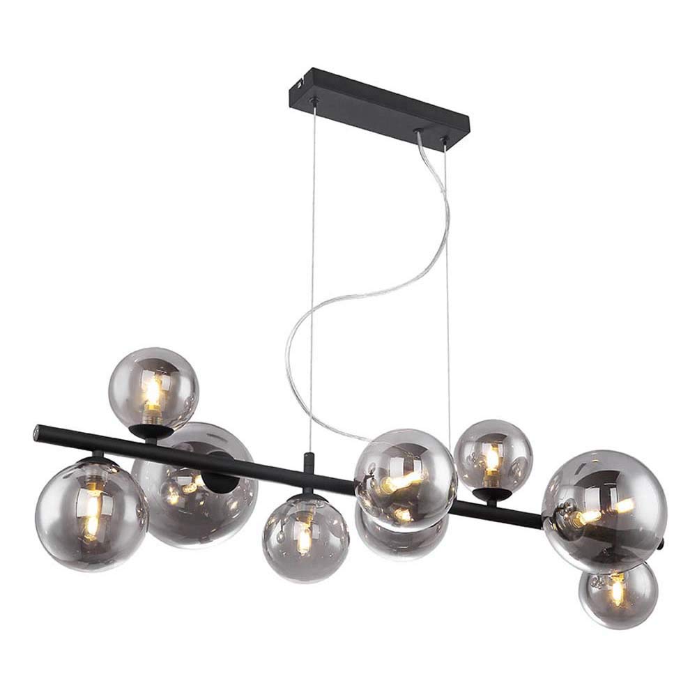 Lampa wisząca LED RIHA szklana średnica: 2 x 15 cm 31,5 W dymiony 4 x 10 cm 3 x 12 cm czarna