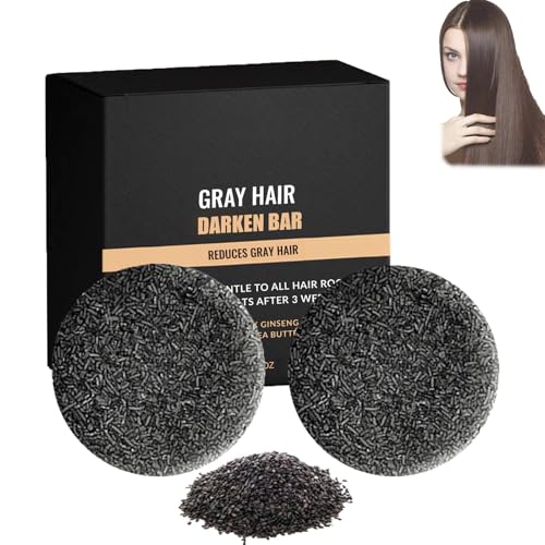 Sapone per invertire i capelli grigi, sapone al ginseng al sesamo nero, shampoo detergente profondo, uso unisex, idratante e volumizzante per la pulizia del cuoio capelluto, per uomini e donne (2 PCS)