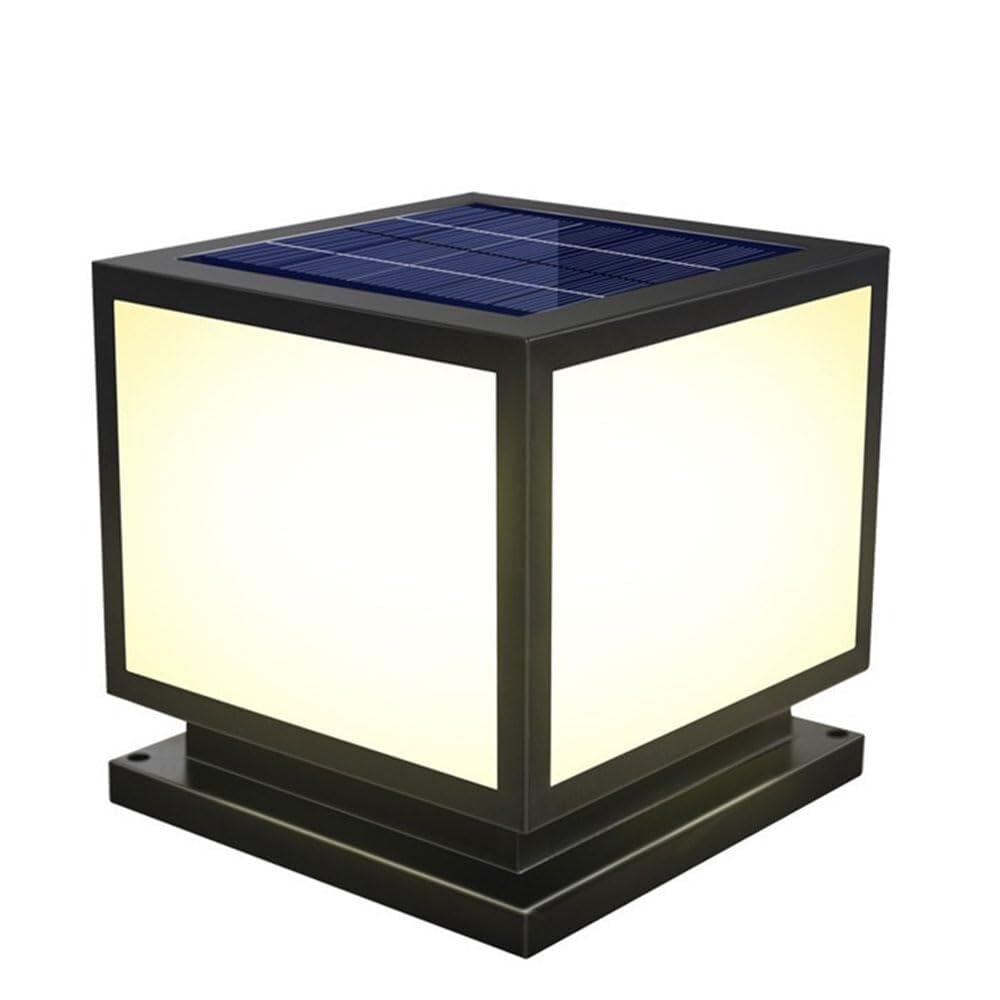 Zewnętrzna lampa słupkowa Nowoczesna latarka Oświetlenie uliczne Super jasne metalowe kreatywne hartowane szkło Lampy Stigma Solarne czarne wykończenie Lampa słupkowa do(One Color-25cm)