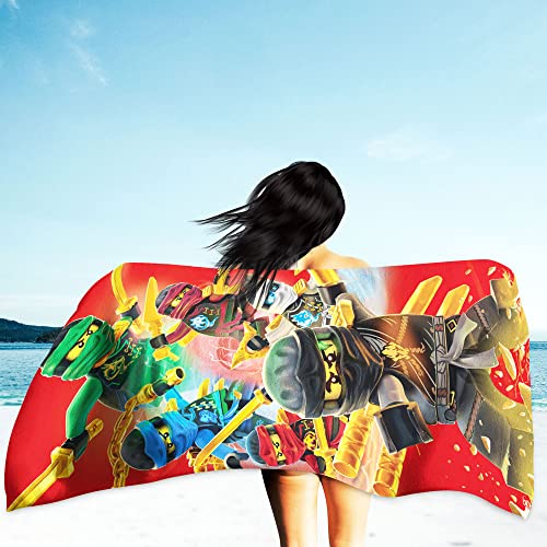 BERONAGE Lego Ninjago Badetuch Motiv Fire 70 cm x 140 cm - Neu & Ovp - Strandlaken - Strandtuch - Handtuch - Duschtuch - Velourstuch - 100% Baumwolle