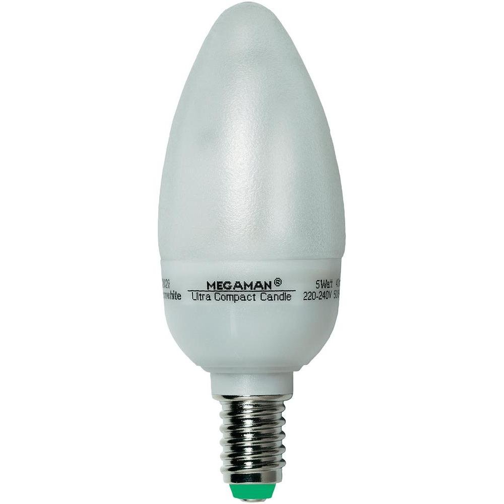Megaman White Megamane14, E14 Energy Saving Bulb, Warm Ultra Compact Kerzenform Mm11202