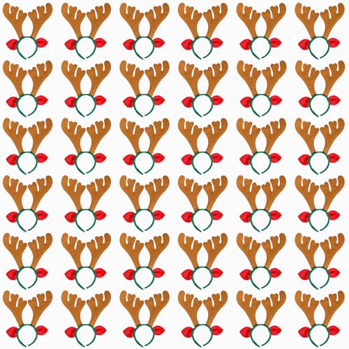 Max Fun 36Pcs Reindeer Antlers Headband Christmas Hairbands for Kids Holiday Party Favors