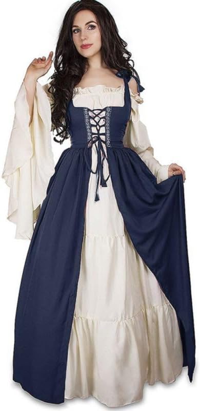 Women's Medieval Renaissance Costume Cosplay Over Dress Vampire Bride Dress for Halloween Birthday Party