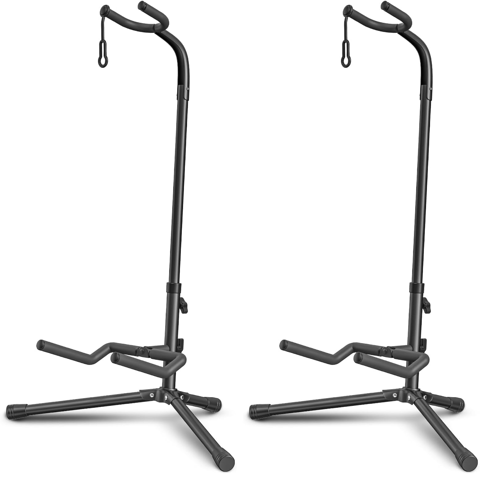 GLEAM Guitar Stand - Adjustable Fit Electric, Classical Guitars and Bass, Load Capacity 20LB, Accessories, Folding Type Black (CG-4) (Pack of 2)