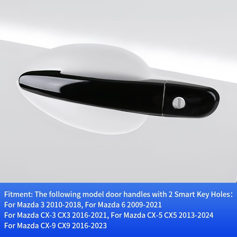 Car Door Handle Cover for Mazda CX-5 2013-2025，CX-3 2016-2021，CX-9 2016-2023，Mazda 3 2010-2018，Mazda 6 2009-2021 Auto Exterior Accessories Handle Protectors Covers 【No 2 Smart Entry Holes】