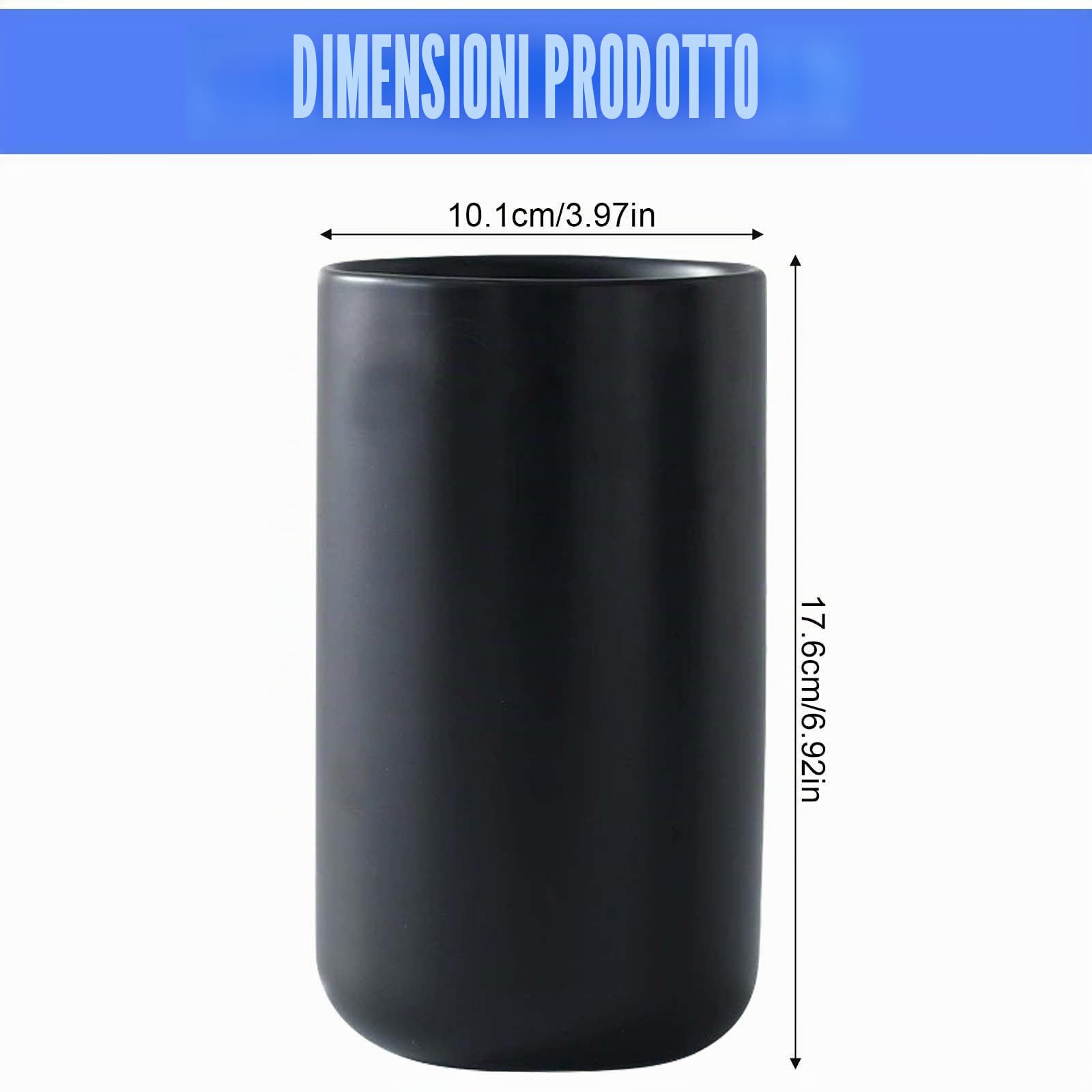 Aicharynic Porta utensili da cucina, ceramica, 17,6 x 10,1 cm, portaposate, moderno, nero