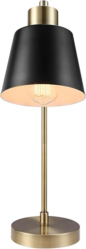 Miniatura 4 de Globe Electric 61000055 Lámpara de escritorio de 18 pulgadas, acabado de latón mate, pantalla de metal negro mate, junta de pivote, interruptor