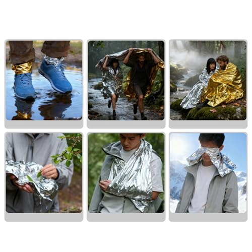 Survival Blanket Heavy Duty Reflective Foil Insulated Trap | 51.18 x 82.68 Inch Thermal Aluminum Blanket Gold Silver PE Film | Outdoor Camping Travel Climbing Hunting Winter Cold Weather Snow – Image 6