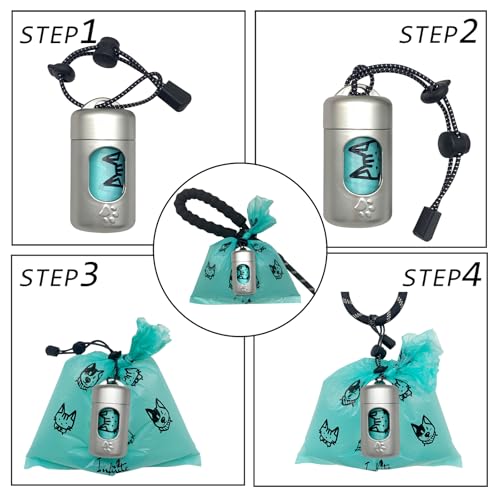 Image of Dog Poop Bag Dispenser for Leash with Snap Clip, Skin-friendly Texture Waste Bag Holder for Dog Walks and Cats, Pets Litter Bag Container, Indoor & Outdoor Use (Metal Color, 1)