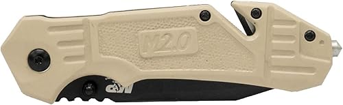 Miniatura 3 de Smith & Wesson M&P FDE - Cuchillo plegable asistido por resorte SS de alto carbono de 8.2 pulgadas con hoja tanto dentada de 8 pulgadas y mango de