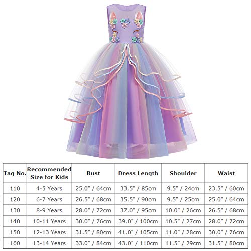 Eenhoorn carnavalskostuum voor meisjes, prinsessenjurk met lange mouwen, sprookjesjurk, tule, tutu, voor bruiloften, feesten, carnaval, verkleedpartijen, Halloween - Image 5