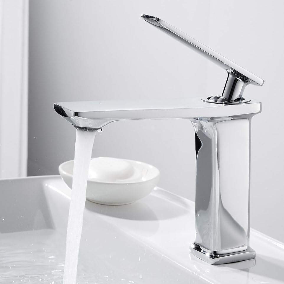 Robinet de lavabo en laiton noir LWX à levier unique anti-calcaire