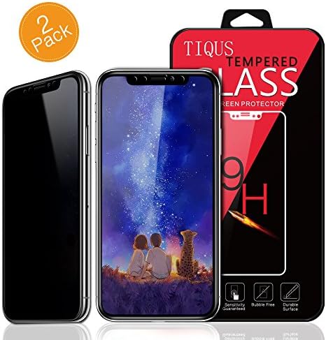 TIQUS 2Pack 5.8" Privacy Screen Protector Anti-Spy 9H Tempered Glass Film Compatible for iPhone Xs/X [3D Curved] [Black]
