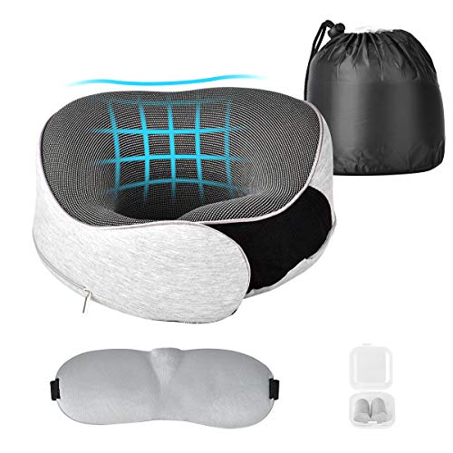 Cozywind Reisekissen Nackenkissen 360u00b0Stützfunktion Memorz Foam U-förmige Nackenhörnchen für Reise Büro Zuhause(Grau)