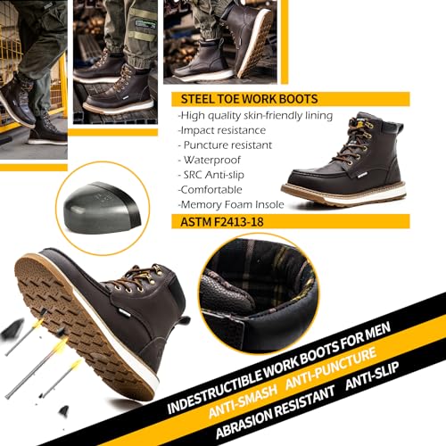 Kelodon 923-DR BROWN-42 Waterproof Steel Toe Boots thumb #2