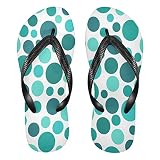 Turquoise Poka Dots Womens Flip Flops Teal Green Summer Beach Sandals Casual Thong Slippers Comfortable Shower Slippers Non Slip Water Sandals shoes M