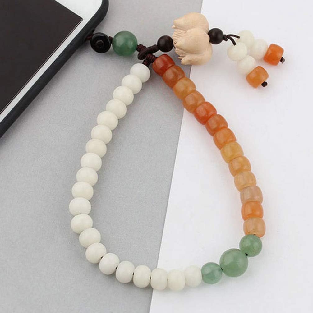 Phone Wrist Strap Chinese Style Bead Jade Wrist Lanyard Cellphone Chain Holder Hand Charm Mobile Phone Hanging