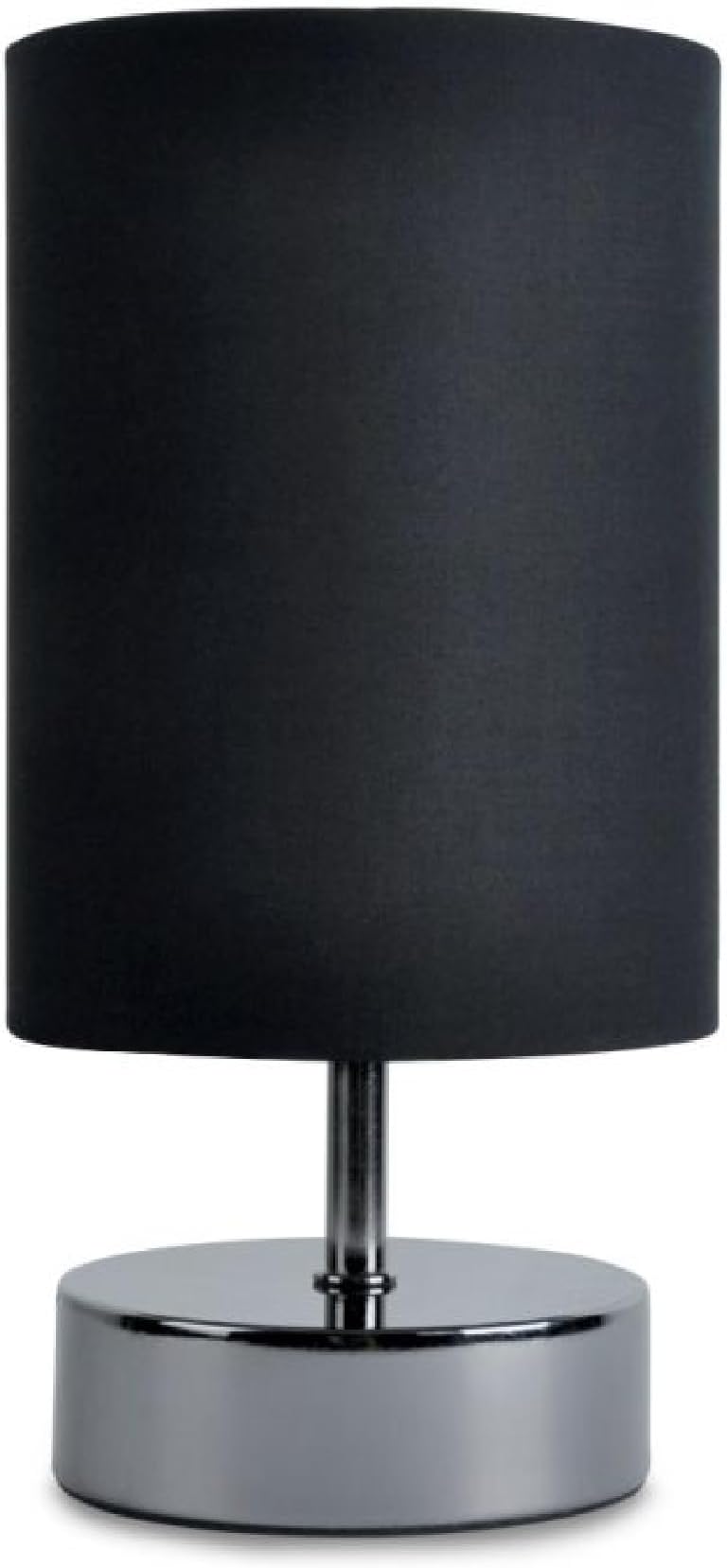 MiniSun | Modern Black Chrome Touch Dimmer Table Lamp with Polycotton Black Light Shade | Table Lamps, Home Décor & Improvement Essential