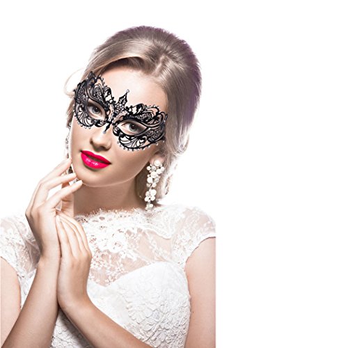 Image of Thmyo Couple's Venetian Masquerade Masks, Metal Mask Costumes Mardi Gras Prom Mask Set